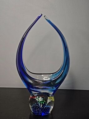 Frateli Toso/Murano Style Murrine Flower Paperweight Vase/Basket  11.25"/2.5 LBS